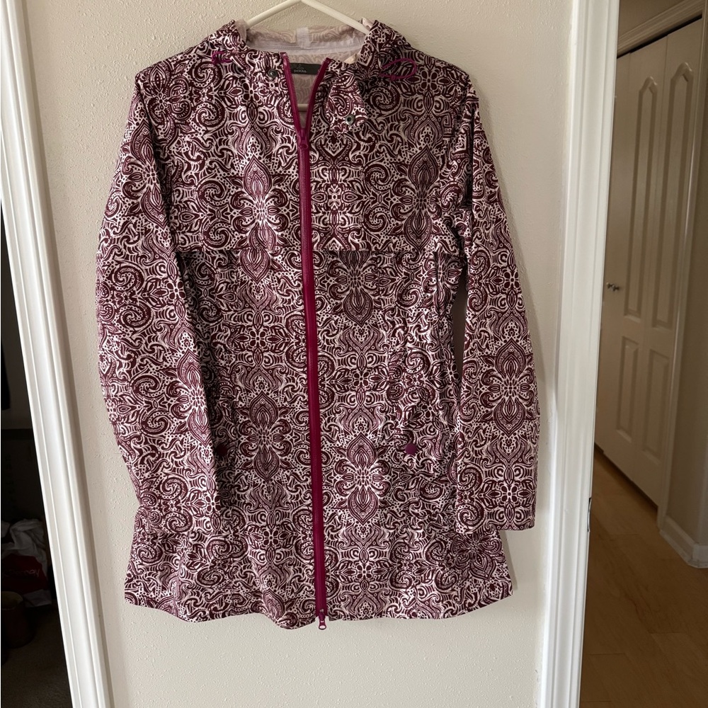 Prana Women's Medium Jordi Hooded Patterned Rain Wind Jacket